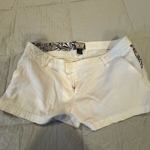 Volcom Women's White Shorts with Patterned Waistband